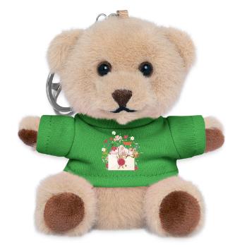 floral envelope with flowers and seal - Teddy Keyring - green - Front
