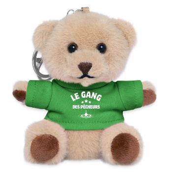pêche, pêcheur, canne à pêche - Porte-clés ourson - vert - Devant