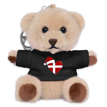 Denmark flag Christmas heart - Teddy Keyring - black - Front