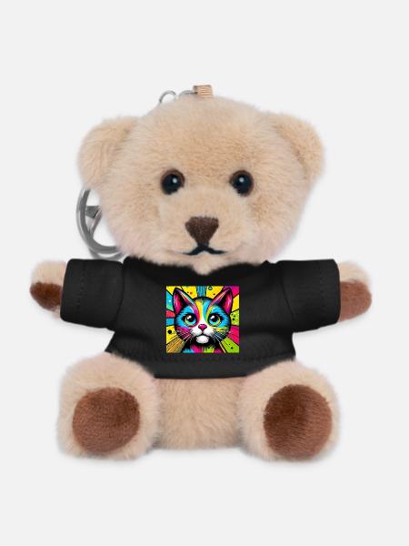 Chat Pop Art - Porte-clés ourson - noir