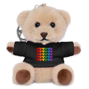 LGBTQIA rainbow hearts - Teddy Keyring - black - Front
