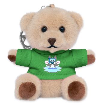 Katze Taucher Schnorchel Tauchen - Teddy Schlüsselanhänger - Grün - Vorne