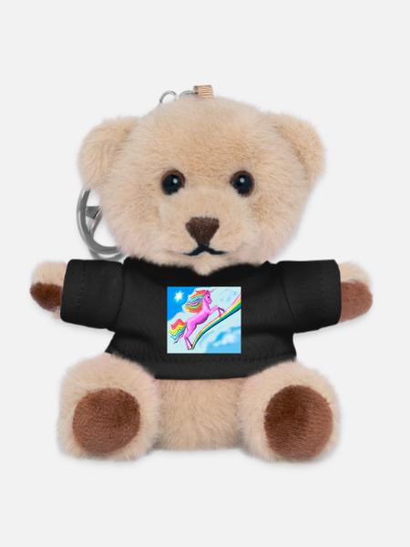 Unicorn and Rainbow - Teddy Keyring - black