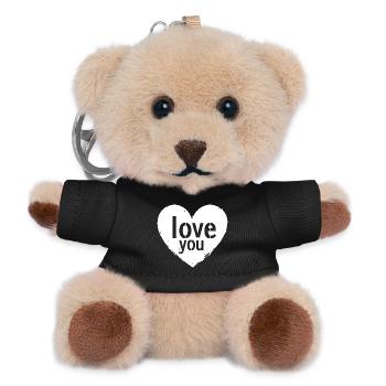 Ich liebe dich, Weiß - Teddy Schlüsselanhänger - Schwarz - Vorne