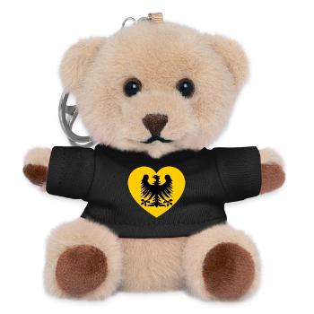 Heraldisches Adler-Emblem im Herzen - Teddy Schlüsselanhänger - Schwarz - Vorne
