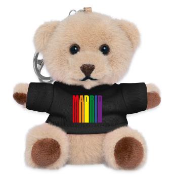 Madrid Spanien Regenbogen Pride Geschenk - Teddy Schlüsselanhänger - Schwarz - Vorne