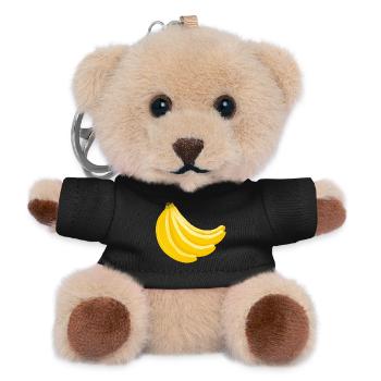 Vier gelbe Bananen im Bund für Fans von Food-Art - Teddy Schlüsselanhänger - Schwarz - Vorne
