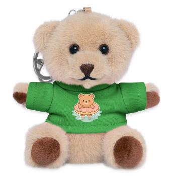 Cute teddy bear in the water - Teddy Keyring - green - Front