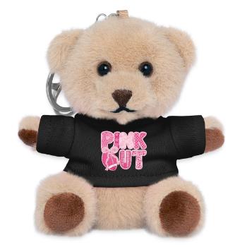 Pink Out Brustkrebs Fußball - Teddy Schlüsselanhänger - Schwarz - Vorne