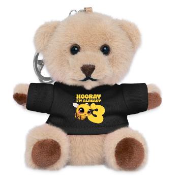 Bee Kids 3rd Birthday Children's Birthday Party - Teddy Keyring - black - Front