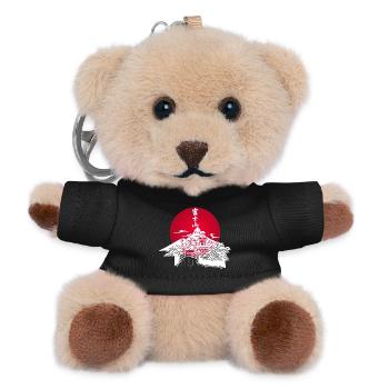 Weiße japanische Landschaft und rote Sonne - Teddy Schlüsselanhänger - Schwarz - Vorne