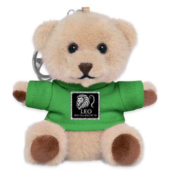 Signe du zodiaque Lion - Porte-clés ourson - vert - Devant