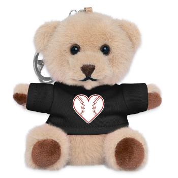 Baseball Heart Design Love Baseball - Teddy Keyring - black - Front