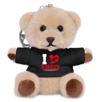 Borkumer Insel I LOVE BORKUM Lustiges - Teddy Schlüsselanhänger - Schwarz - Vorne