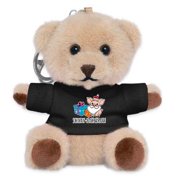 Fröhliche Weihnachten mit dem Schwein-Nachtsmann! - Teddy Schlüsselanhänger - Schwarz - Vorne