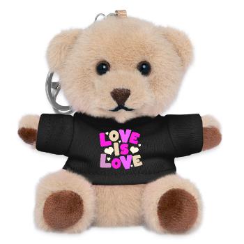 Love Is Love – Buntes Herz Statement - Teddy Schlüsselanhänger - Schwarz - Vorne