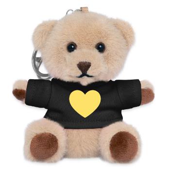 gelbes Herz gelb Geschenk Valentinstag - Teddy Schlüsselanhänger - Schwarz - Vorne