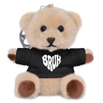 Bruh Retro Heart - Customizable color - Teddy Keyring - black - Front