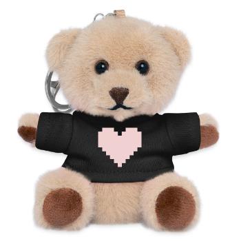 Cœur Rose Pixel - Porte-clés ourson - noir - Devant