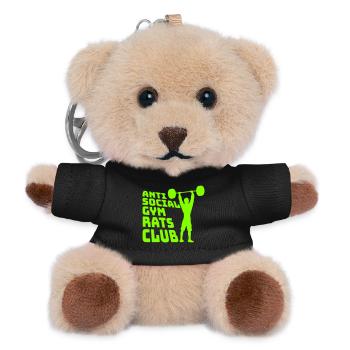 Anti Social Gym Rats Club Lustig Fitness Spruch - Teddy Schlüsselanhänger - Schwarz - Vorne