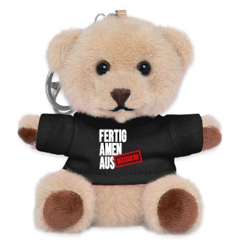 Großbuchstaben Stempelbanner - Fertig Amen Aus - Teddy Schlüsselanhänger - Schwarz - Vorne