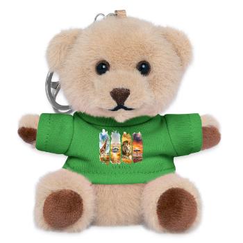 Africa Travel Motif – Safari Wildlife Design - Teddy Keyring - green - Front