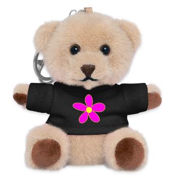 Neonpink Blütenzauber Gelbe Mitte - Teddy Schlüsselanhänger - Schwarz - Vorne