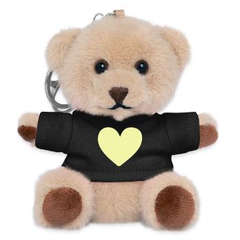 Pastellherz Gelb Kleidungsdruck - Teddy Schlüsselanhänger - Schwarz - Vorne