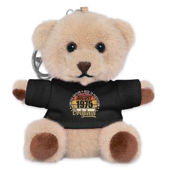 August 1975 Retro Vintage Birthday August 1975 - Teddy Keyring - black - Front