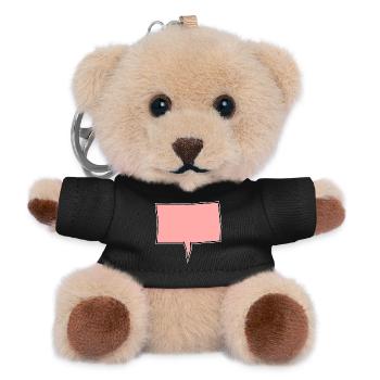 Eckige Sprechblase in Rosa - Teddy Schlüsselanhänger - Schwarz - Vorne