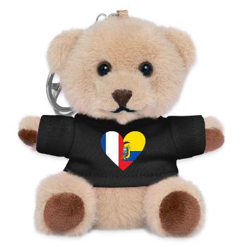 Frankreich Ecuador T-Shirt | Franco-ecuadorianisches Geschenk - Teddy Schlüsselanhänger - Schwarz - Vorne