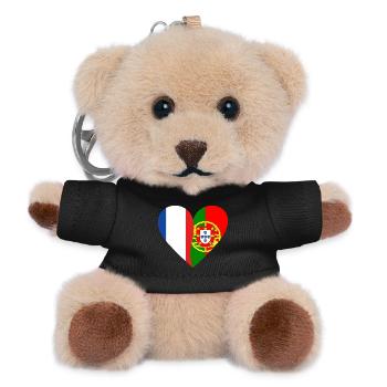 Frankreich Portugal T-Shirt | Französisch-portugiesisches Geschenk - Teddy Schlüsselanhänger - Schwarz - Vorne