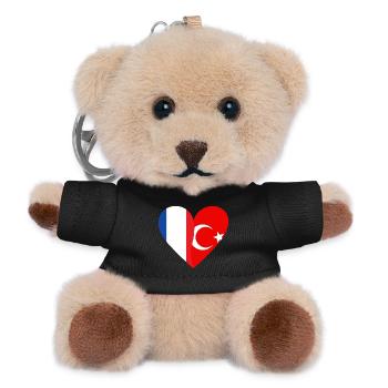 Frankreich Türkei T-Shirt | Französisch-türkisches Geschenk - Teddy Schlüsselanhänger - Schwarz - Vorne