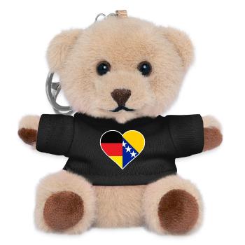 Germany Bosnia Heart | German Bosnian Gift - Teddy Schlüsselanhänger - Schwarz - Vorne