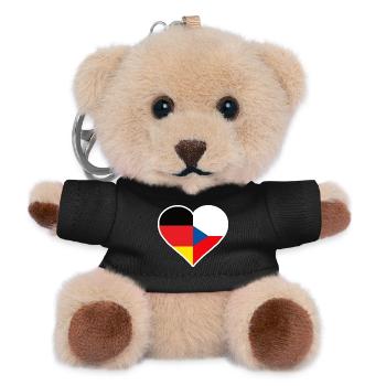 Deutschland und Tschechien Flaggen Herz - Teddy Schlüsselanhänger - Schwarz - Vorne