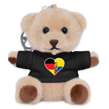 Deutschland und Ecuador Herz - Teddy Schlüsselanhänger - Schwarz - Vorne