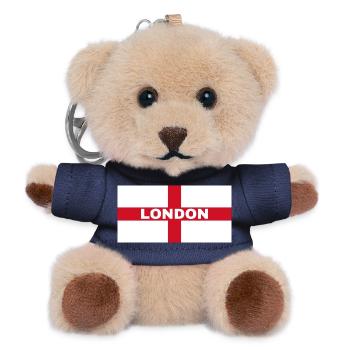 London City en drapeau anglais - Porte-clés ourson - marine - Devant