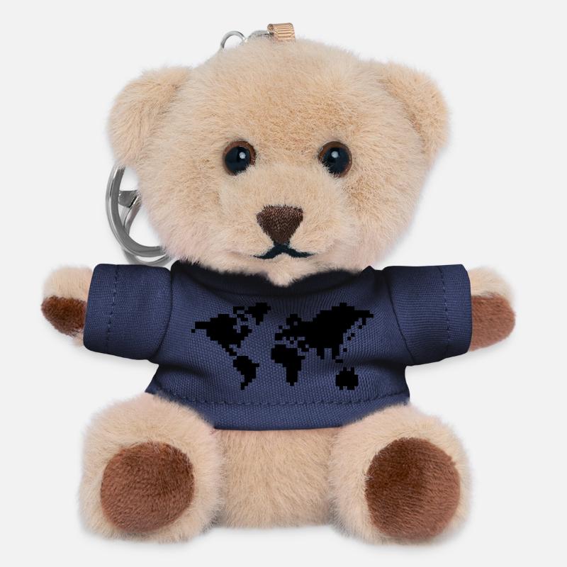 Pixel world map - Teddy Keyring - navy