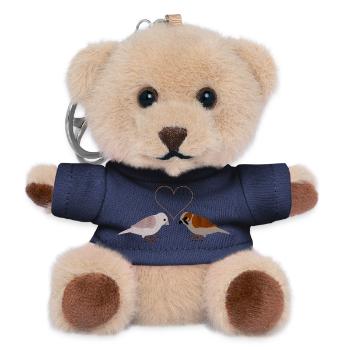 Winter Sparrows and Seeds heart - Teddy Keyring - navy - Front