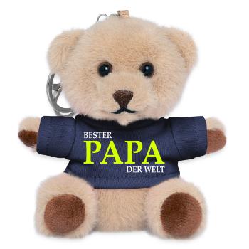 Bester Papa der Welt Spruch - Teddy Schlüsselanhänger - Navy - Vorne