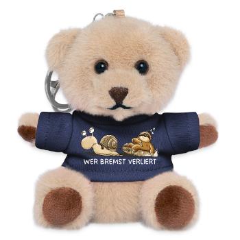 Wer bremst verliert Faultier Schnecke Tierhumor - Teddy Schlüsselanhänger - Navy - Vorne