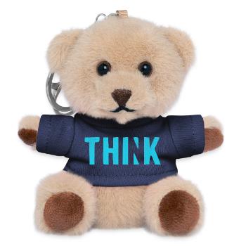 THINK Blue | Cooles Streetwear-Typo-Design - Teddy Schlüsselanhänger - Navy - Vorne