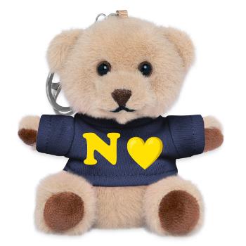 Yellow heart letter design - Teddy Keyring - navy - Front