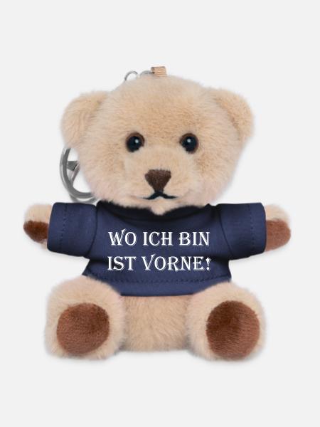 Wo ich bin ist vorne – Distressed Typografie - Teddy Schlüsselanhänger - Navy