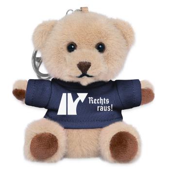 Rechts Raus! (Gegen Rechts / Schild / Fraktur) - Teddy Schlüsselanhänger - Navy - Vorne