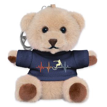 Surfer Girl Retro Heart Palpitations - Teddy Keyring - navy - Front