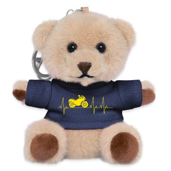 Motorcycle Heartbeat Ekg - Teddy Keyring - navy - Front