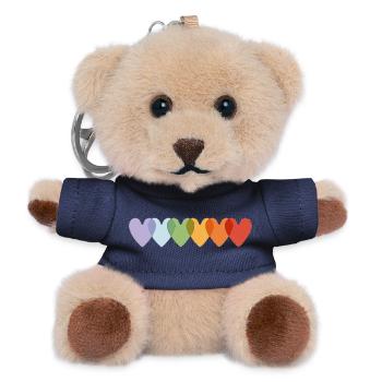 Hearts in Pastel and Vibrant Gradient - Teddy Keyring - navy - Front