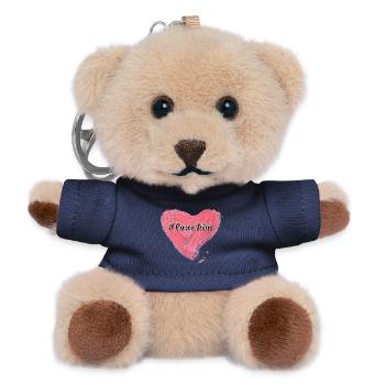 I love him | Liebe | Valentinstag - Teddy Schlüsselanhänger - Navy - Vorne