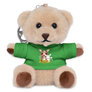 Amitié de lapins mignons au printemps - Porte-clés ourson - vert - Devant